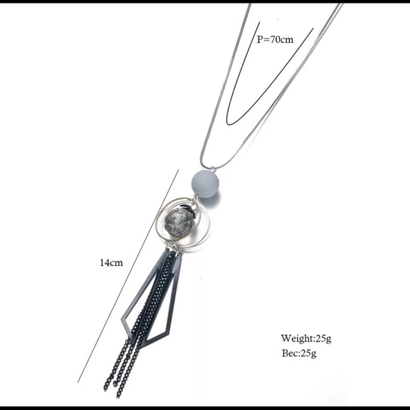 Black Tassel Long Necklace - Picture 3 of 6